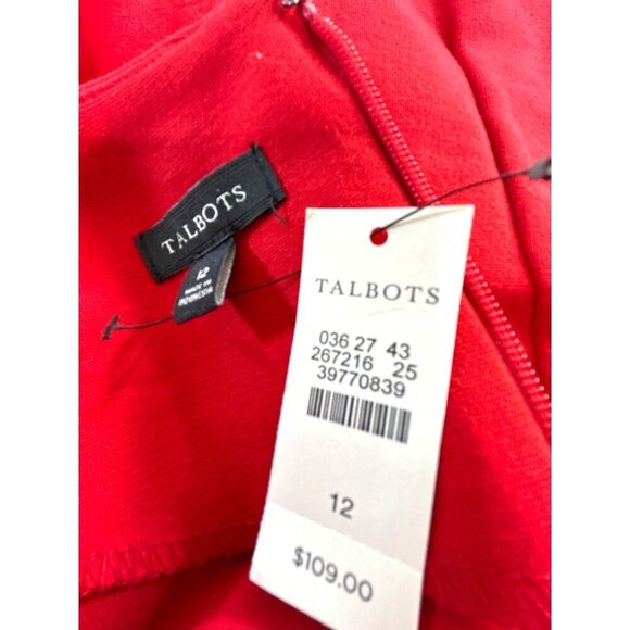 Talbots Womens Dress Red Short Sleeve Back Zip Fit n Flare Size 12 - Picture 3 of 5